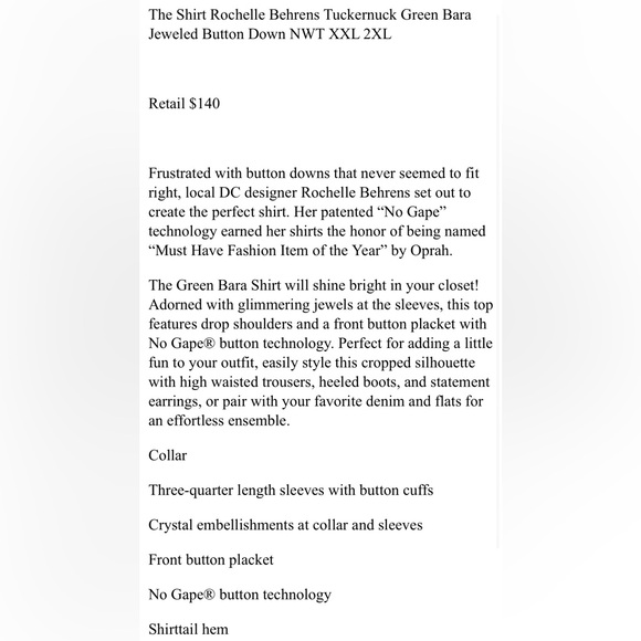 Tuckernuck The Shirt by Rochelle Behrens Green Bara | XXL | Rhinestones | NWT - Picture 9 of 11